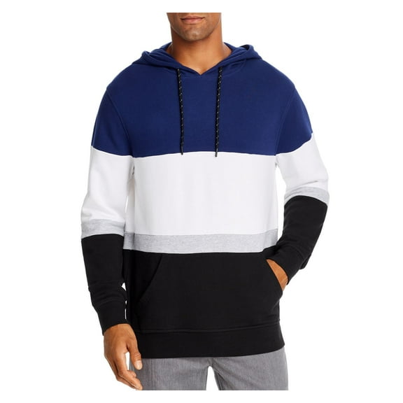 Pacific and Park Mens Navy Color Block Classic Fit Draw String Hoodie S