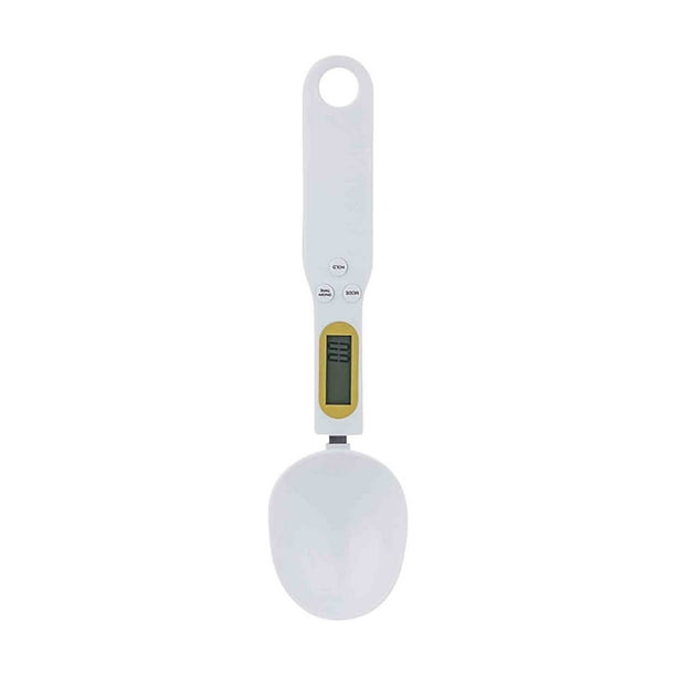 Báscula digital con cuchara medidora | Capacidad de 500 g, precisión de 0,1 g | Báscula de cocina con pantalla LCD para polvos y líquidos | Cuchara de plástico ABS con conversión de unidades