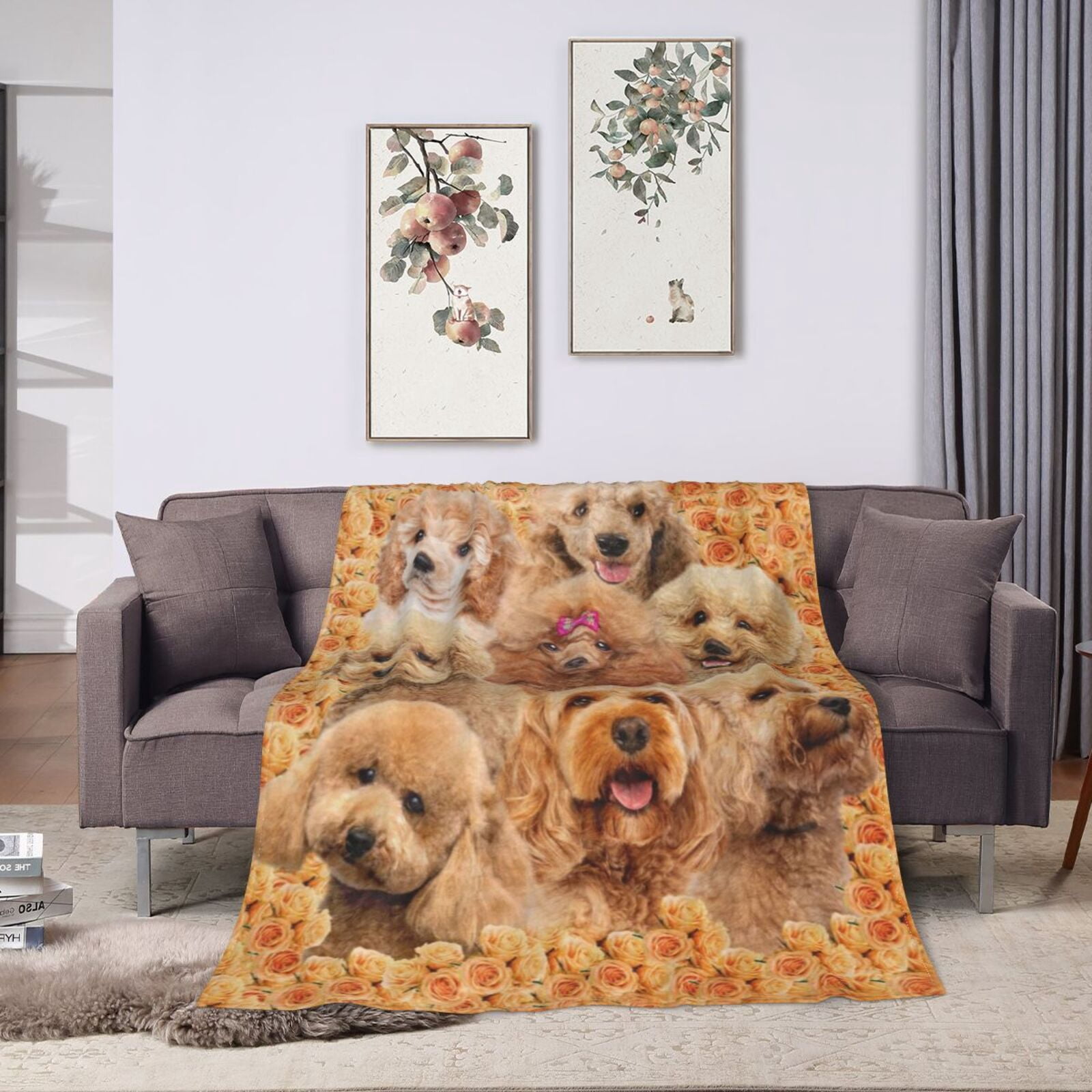 Wijzvio Poodle Dog Throw Blanket Soft Fuzzy Fleece Blanket For Couch Bed Living Room Decoration 50"X40"
