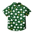 thumbnail image 2 of OGLCCG Kids Boys St.Patrick's Day Shirt Irish Clover Printed Short Sleeve Button Down Shirts Loose Fit Summer Casual Funny Hawaiian Shirt 2-15 Years, 2 of 6
