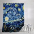 thumbnail image 3 of Shower Curtains for Bathroom, Blue Starry Night Waterproof Fabric Shower Curtain, Abstract Star Sky House Tree Oil Painting Decorative Bathroom Curtain for Bathtub, 72"x72", No Hooks Included, 3 of 9