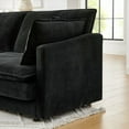 thumbnail image 2 of Modern Minimalist Towel Fabric L-Shaped Sectional Sofa with Ottoman, 110.2"x58.7"x33.1", Black, 2 of 11