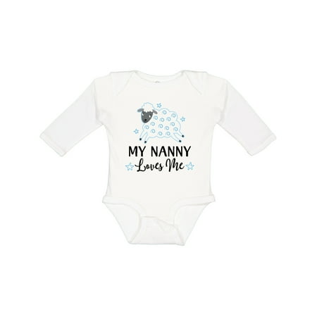 

Inktastic My Nanny Loves Me Baby Lamb Gift Baby Boy or Baby Girl Long Sleeve Bodysuit