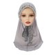 thumbnail image 2 of Hijab musulmán con lazo frontal, hecho a mano, con diamantes de imitación, para la cabeza, de cáñamo, deportivo, sin alfileres, fácil de llevar, 2 of 5