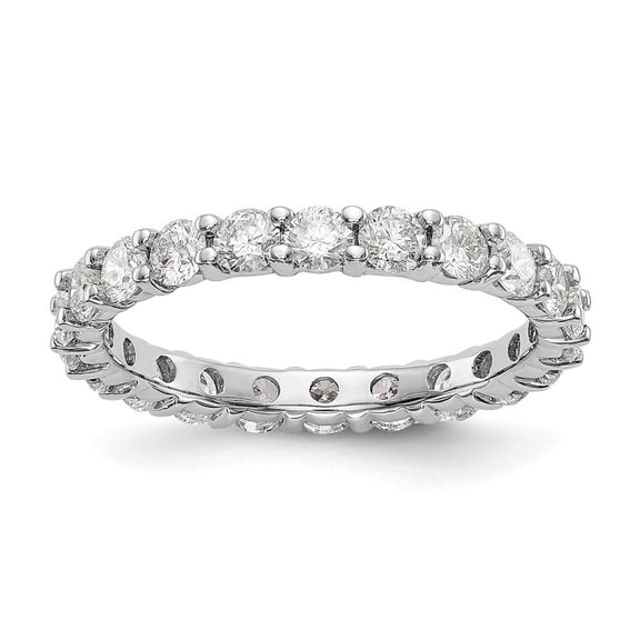14K White Gold Ring Band Eternity Diamond Round Polished Shared Prong 2ct
