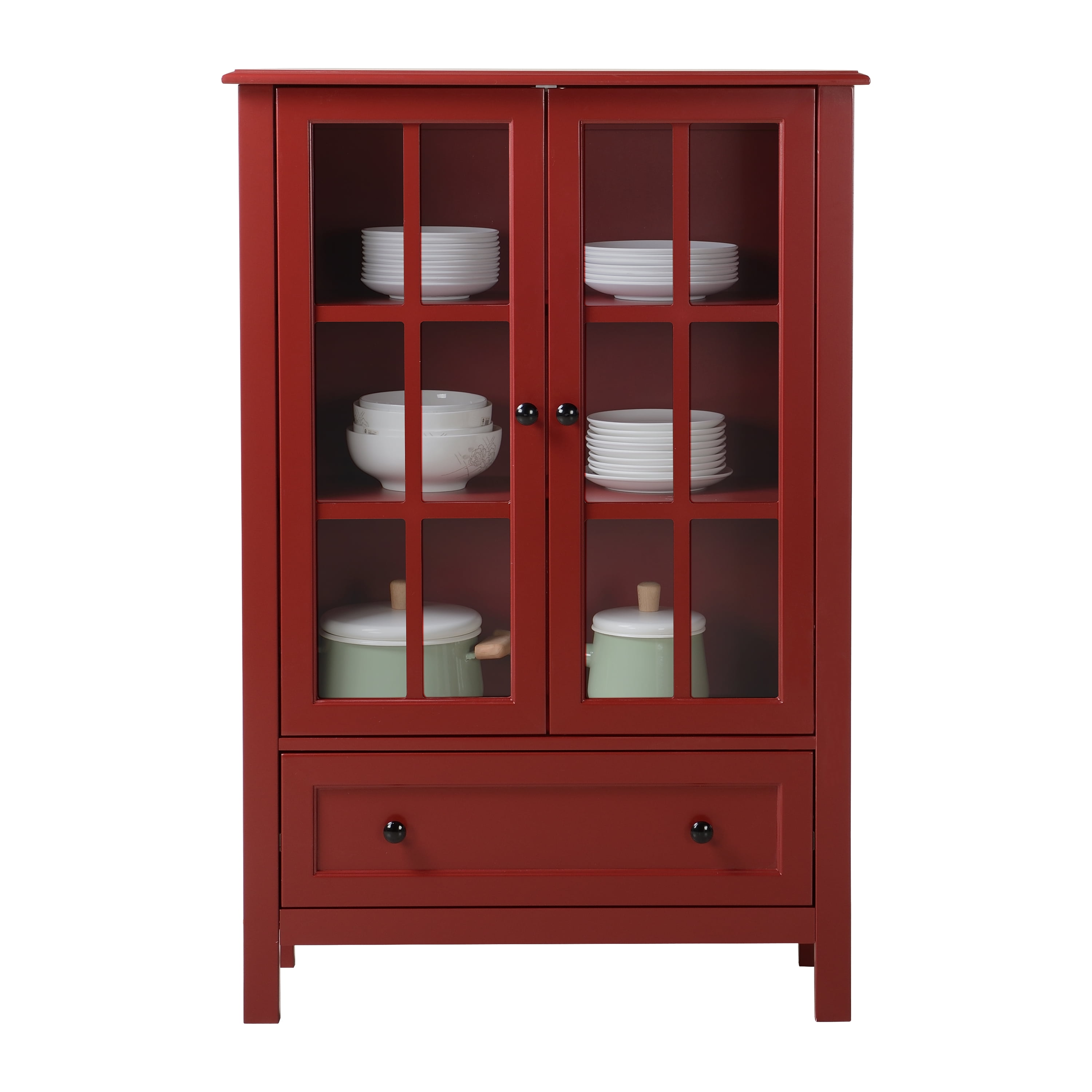 Homestar 2 Door 1 Drawer Glass Cabinet Com