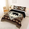 thumbnail image 2 of Manfei Brown Check Pine Full Size Comforter Sets,Retro Bear Grid Bedding Comforter Set,Black Reversible,3-Piece,1 Comforter and 2 Pillowcases, 2 of 7