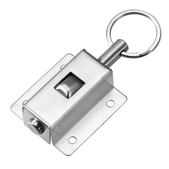 Door Bolt, Stainless Steel Ring-Pull Spring Loaded Auto Sliding Latch
