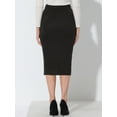 thumbnail image 4 of Falda Midi Elegante Allegra K con Abertura en la Cintura y Cintura Alta Negro XL, 4 of 5