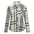 thumbnail image 3 of Patlollav Tops for Women,Flash Picks Women's Fashion Lapel Top Loose Buttoned Long Sleeve Plaid Print Blouse, 3 of 6