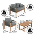 thumbnail image 6 of Tavira 4-Piece Modern Bohemian Acacia Wood Outdoor Patio Set with Cushions and Plain Decorative Pillows, Gray/Teak Brown, 6 of 6