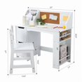 thumbnail image 3 of Kids Study Desk and Chair Set, Wooden School Learning Table with Storage, Hutch and Bulletin Board, Children Computer Desk with Chair, Small Toddler Desk for Home, School, White, 3 of 7