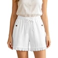 thumbnail image 7 of TFEOQRY Women's Lace Trim Drawstring Shorts with Pockets Elastic Waist Summer Lightweight Casual Loose, 7 of 7