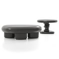 thumbnail image 6 of Kavren Modern Oval Glossy 2-Piece Coffee Table Set, Dark Gray, 6 of 15