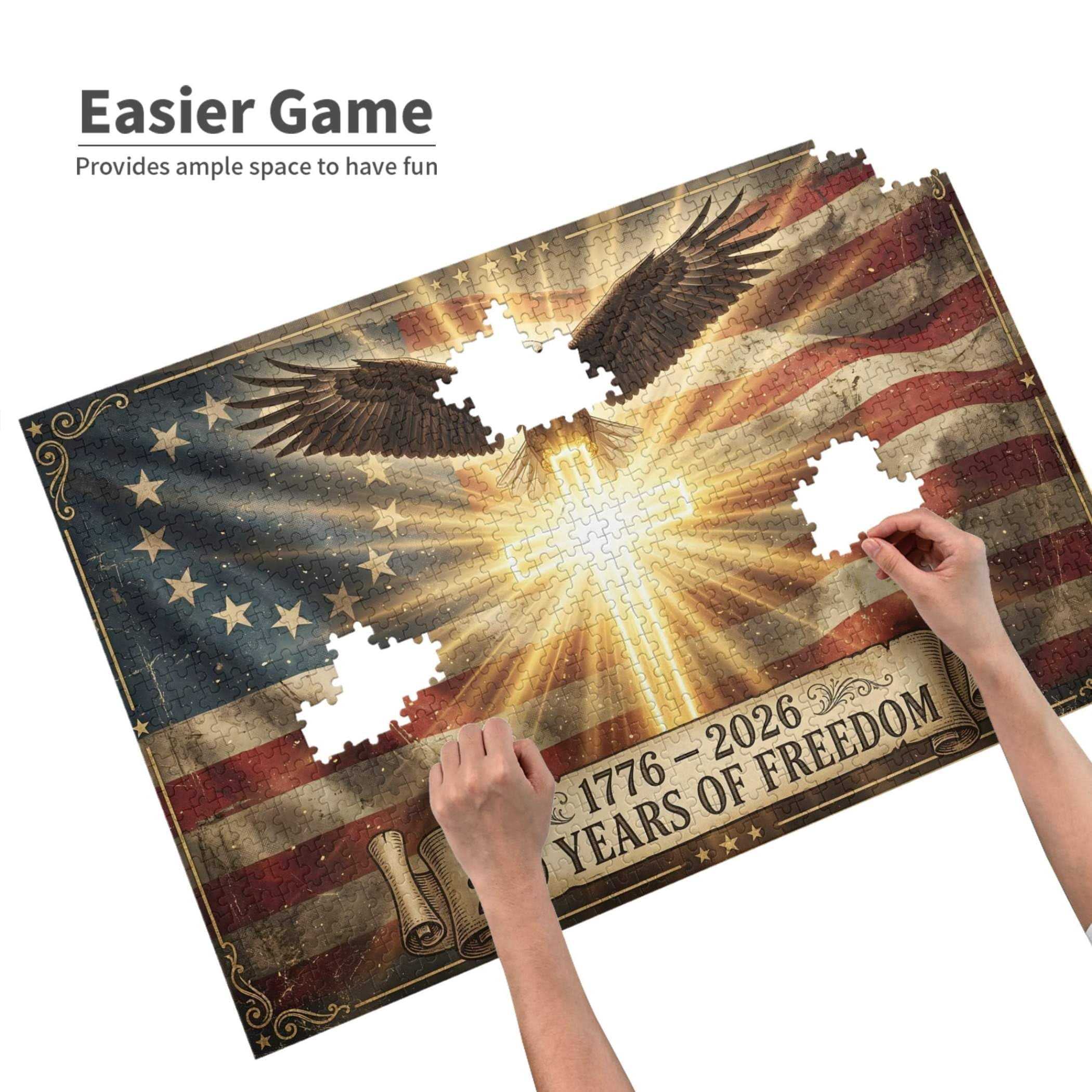 250th Anniversary of the USA Jigsaw Puzzle, 1000 Pieces 250 Years Independence Tribute, Family Game Nights Gift, 29.5" x 19.7"