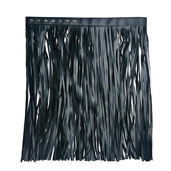Fringe Belt for Women Cowgirl, Long Fringe Skirt Tassel Belt, Adjustable PU Leather Belt with Metal Buckles, 13.8 in (35 cm) Black Tassels, Ideal for Parties and Clubs