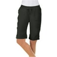 thumbnail image 7 of Erwazi Bermuda Shorts for Women Solid Drawstring Cargo Shorts Pants Multi Pockets Casual Summer Straight Leg Shorts for Hiking, 7 of 7