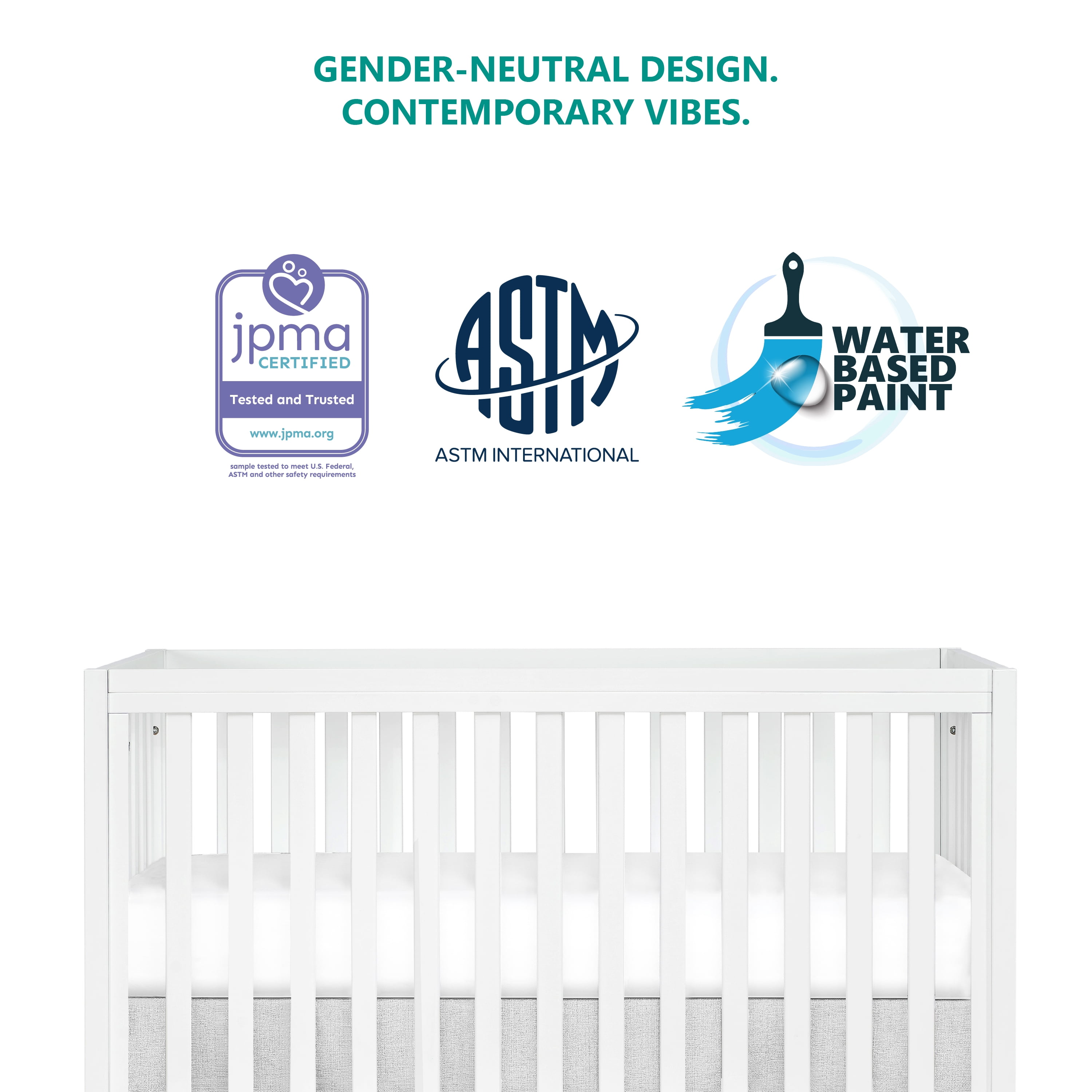 Dream On Me Arlo 5 In 1 Convertible Crib in White