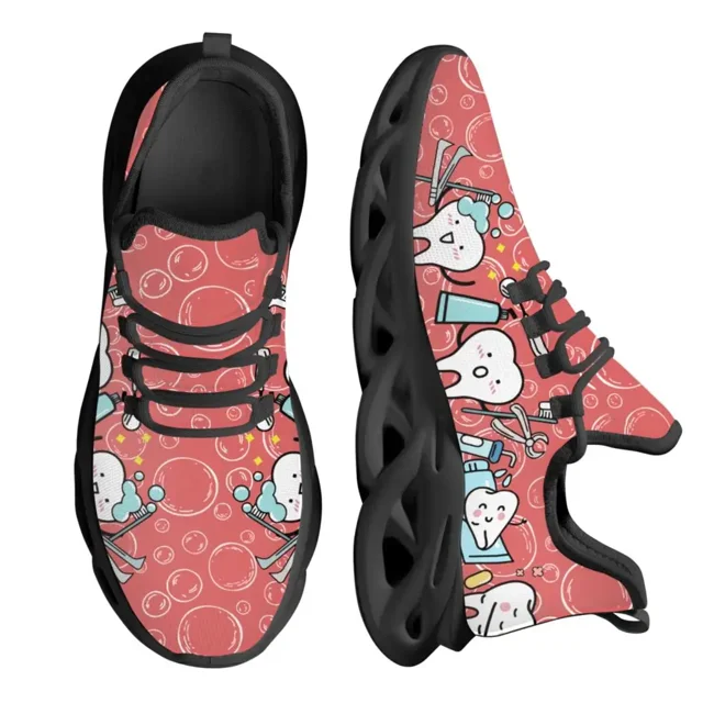 Zapatos casuales para mujer con diseño de dentista, planos, con cordones, transpirables, para caminar en la playa, primavera y otoño.