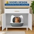 thumbnail image 3 of Hidden Cat Litter Box Furniture with Storage Drawer, Wood Cats Litter Enclosure Cabinet with 2 Sisal Doors, Hidden Enclosed Kitty Litter Box Cabinet Dog Proof for Living Room White, 3 of 7
