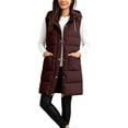 thumbnail image 4 of Hueook Puffer Vest for Women Hooded Sleeveless Zip Up Long Length Casual Winter Vest Coat with Pockets Brown XL, 4 of 9