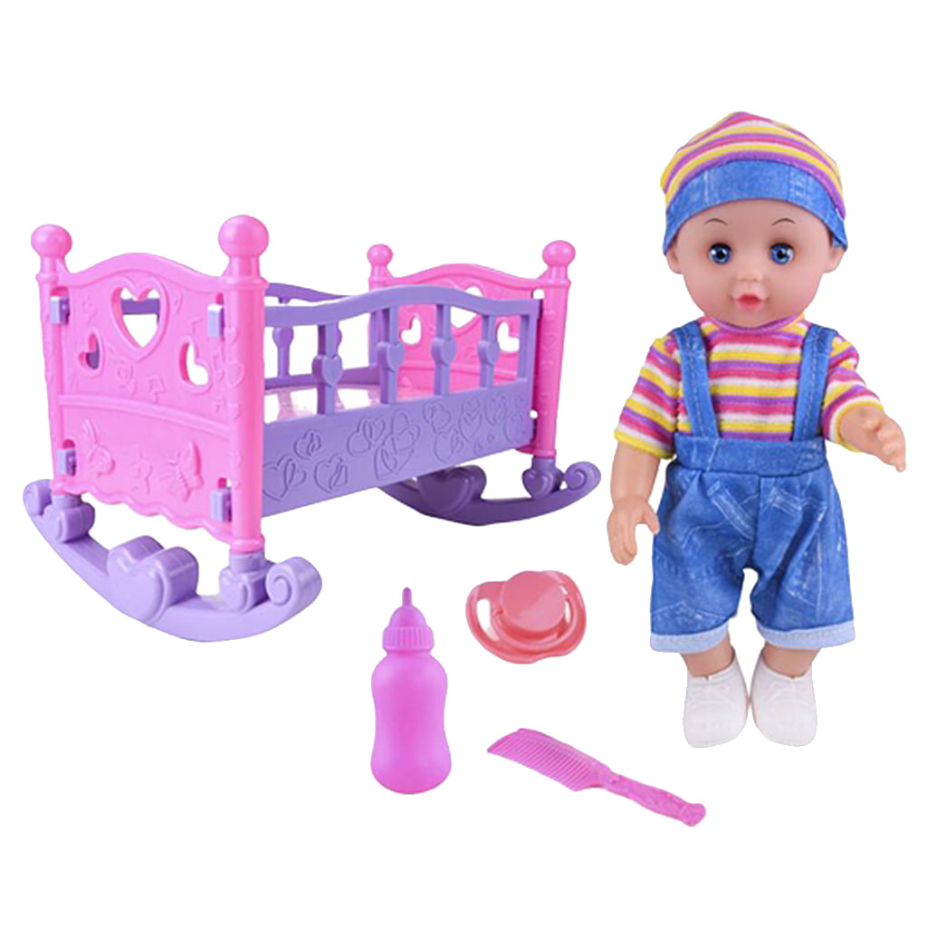 Baby Doll Rocking Bed Toy Nursery Toy Girls Gift For Role Play Game Age 3+ 
