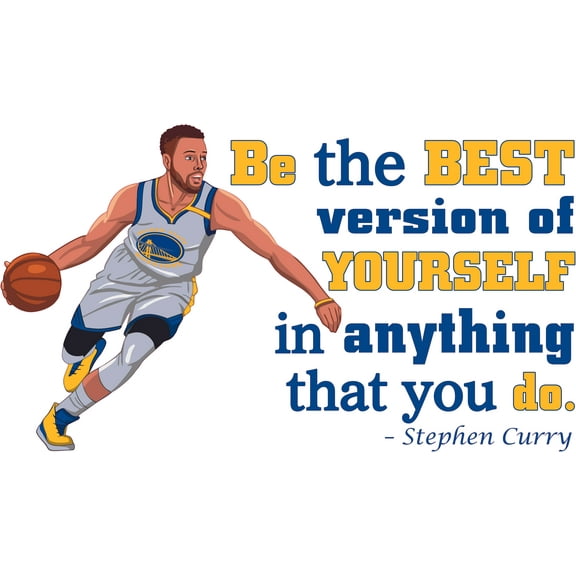 Be The Best Version Of Yourself In Anything That You Do - 11" x 20" Inspirational B-Ball Quotes Decor Vinyl Home Bedroom Living Room Basketball Player Design Adhesive Wall Decal Sticker