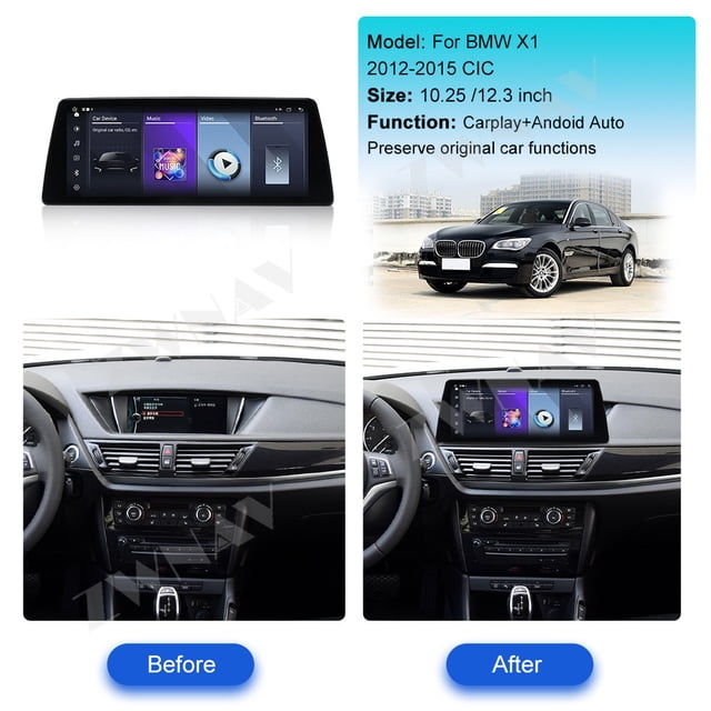ZWNAV Ultra-Thin 10.25 inch Wireless CarPlay+Android Auto Retain Original Car Function Car Radio Stereo Multimedia Receiver for BMW X1 2012-2015 Compatible with Original Car CIC System