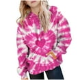 thumbnail image 2 of Kids' Heart Tie-Dye Print Hooded Sweatshirt with Long Sleeves and Pocket, Colorful Pullover for Boys and Girls, Limited Time Offer Under 10 Dollars, 2 of 6