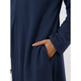 thumbnail image 5 of INSPIRE CHIC Women's Zip Up Nightgowns Long House Robe Long Sleeve Hooded Sweatshirt Loungewear with Pockets XL Navy Blue, 5 of 6
