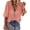 Pink, variant on Women Casual Lantern Sleeve Shirt with Zipper V Neck Loose Solid Color Top