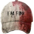 thumbnail image 2 of Im Fine Baseball Cap, Bloody Halloween Hat, Adjustable Funny Halloween Hats, Women Men Unisex Cap for Halloween Party, 2 of 2