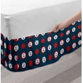 thumbnail image 2 of Anchor Bed Skirt, Nautical Pattern with Steering Wheels Big Red Polka Dots Hearts Sea Love, Elastic Bedskirt Dust Ruffle Wrap Around for Bedding Decor, 4 Sizes, Night Blue Vermilion, by Ambesonne, 2 of 2