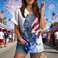 thumbnail image 6 of vigerkar American Flag Shirt for Women: 4th July Graphic T-Shirts Patriotic USA Flag Star Stripes Tees Hawaiian Button Down Tops (White, XL), 6 of 7