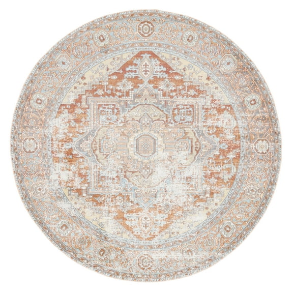 SAFAVIEH Aria Gligor Oriental Area Rug, Rust/Taupe, 9' x 9' Round