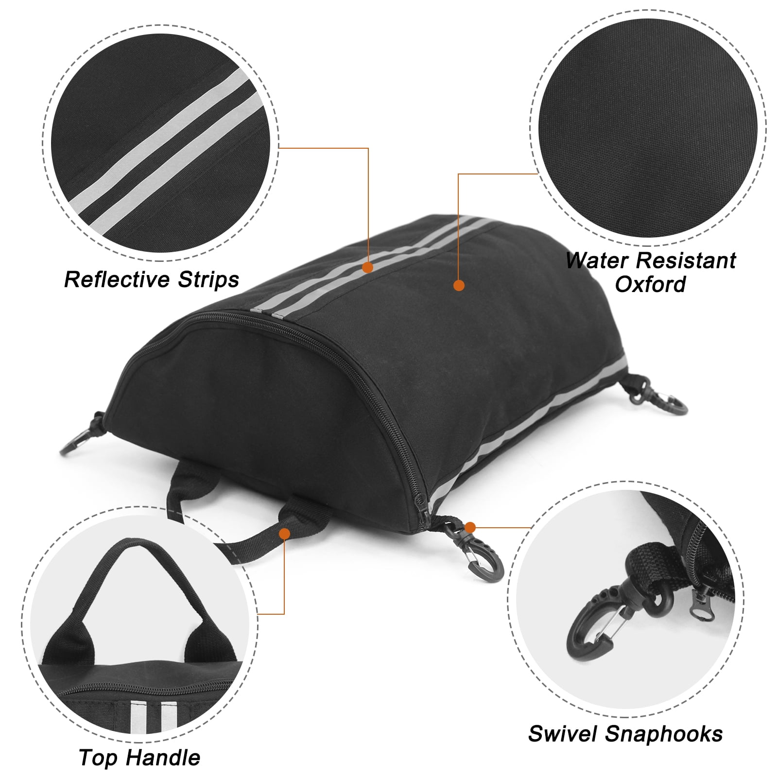 Sup Kayak Deck Bag SUP Deck Zipperd Pouch with Swivel Snaphooks