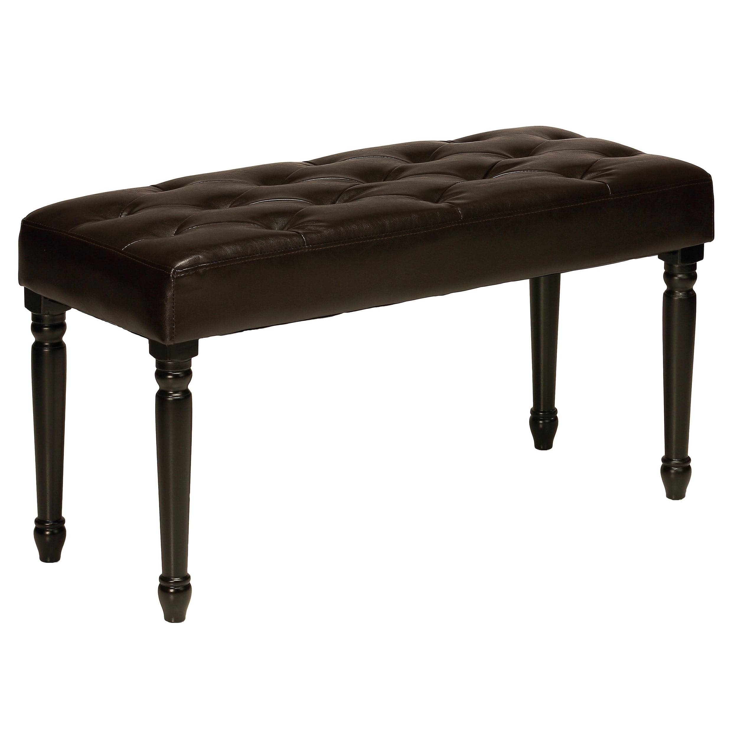 Cortesi Home Franz Tufted Dark Wood Piano Bench