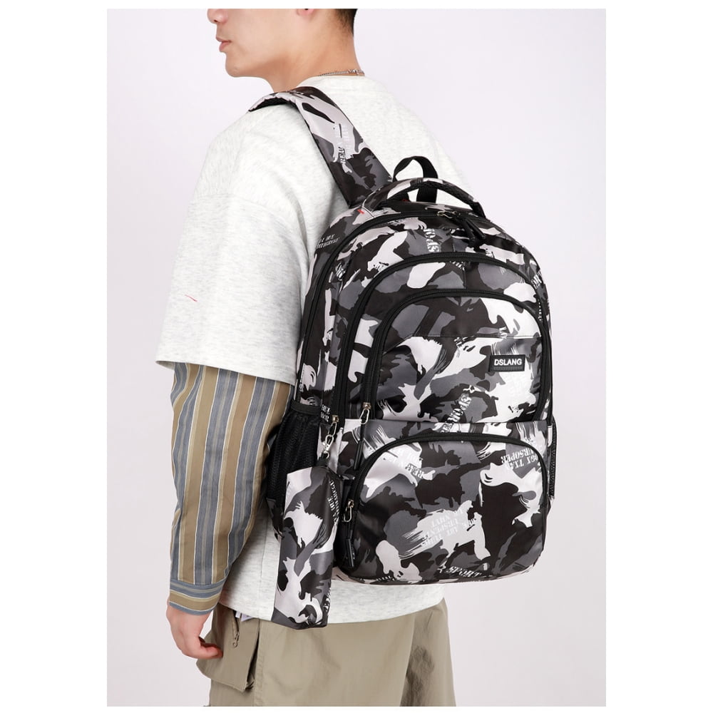 Juuar School Bags for Boys with Pencil Case, Fashion Girls Backpack Camo Kids Bookbag, Back to School Supplies, Gray