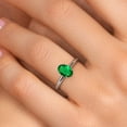 thumbnail image 4 of Gem Stone King 14K White Gold Green Nano Emerald Solitaire Engagement Ring for Women | 0.60 Cttw | Oval 7X5MM | Gemstone May Birthstone | Size 9, 4 of 6