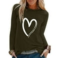 thumbnail image 3 of Outfmvch hoodies for women Casual Print Shirts Long Sleeve Loose T-Shirt womens tops womens sweaters Army Green, 3 of 9