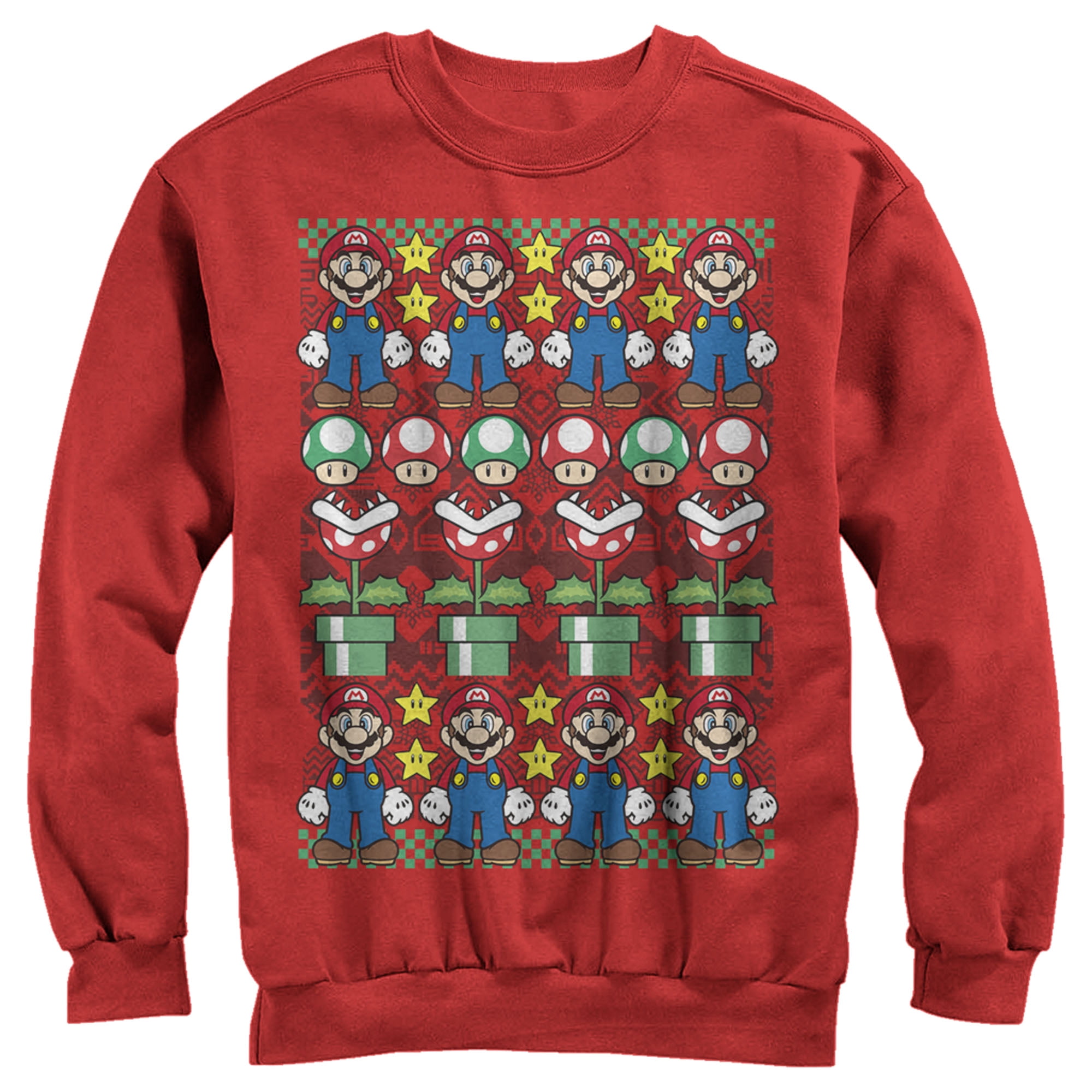 Nintendo - Men's Nintendo Ugly Christmas Mario Sweatshirt Red Small - Walmart.com - Walmart.com