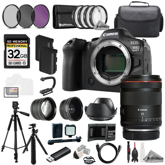 Canon EOS R6 II Camera   RF 35mm f/1.4 L VCM Lens  32GB Ext Bat 9 PC Filtr-MEGA Kit (International Version)