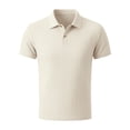 thumbnail image 2 of BRANROY Men's Short Sleeve Jacquard Polo Shirt - Textured Business Casual Collared Top for Men, Lightweight Breathable Summer Shirts, Father's Day Gift for Husband,Khaki,2XL, 2 of 5