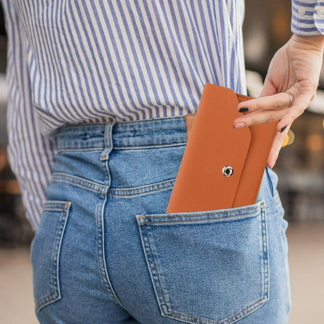 KAKOWELY Cartera Organizadora Slim Para Mujer En PU Chocolate Con Para Uso Cotidiano Y
