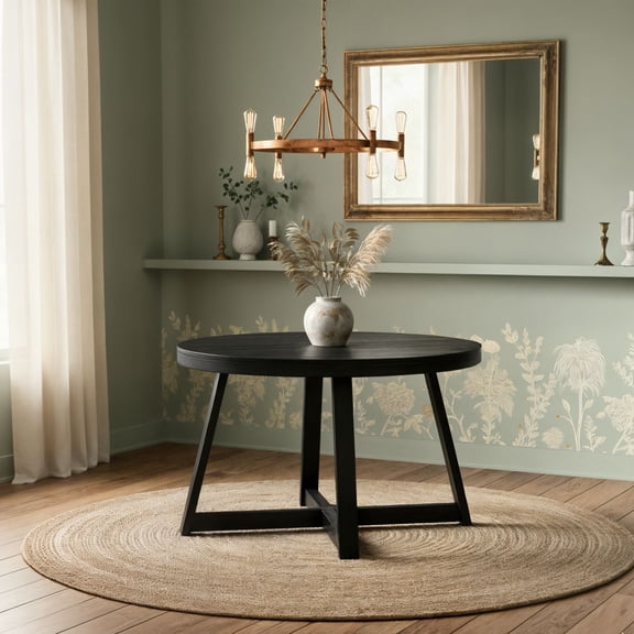 Classic Round Dining Table (47in / 1193 mm), Black Wirebrush