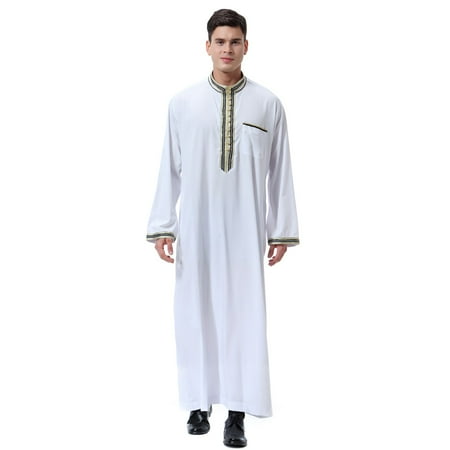 

Dress For Women Hijab Summer Men S Arab Middle Applique Stand Collar Robe