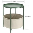 thumbnail image 2 of Round Side Table with Fabric Storage Basket, Metal Side Table Small Bedside Nightstand with Removable Tray for Living Room, Bedroom, Nursery, Dark Green, 2 of 17
