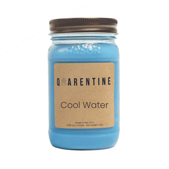 Natural Organic Cool Water Soy Wax Candle 16oz, Fresh, Floral & Woody Scent, Aromatherapy & Massage Oil - Quarentine Essentials by Carla Miles