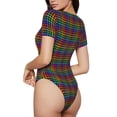 thumbnail image 2 of Kdxio Rainbow Houndstooth for Women's Short-Sleeved Onesie Stylish Round Neck Pajamas Bodysuit Jumpsuit Nightwear-Large, 2 of 7