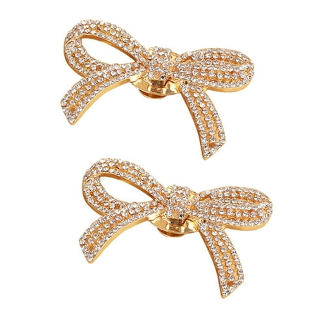 Giaone Fashionable Bowknot Shoe Accessory with Rhinestone Charm for Jewelry Enthusiasts